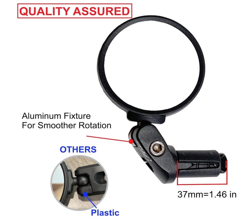 Hafny Bar End Bike Mirror, HD, Blast-Resistant, Glass Mirror, HF-MR090, HF-M951-FR03, HF-M952-FR03 (Silver Glass, 62mm) - Image 3